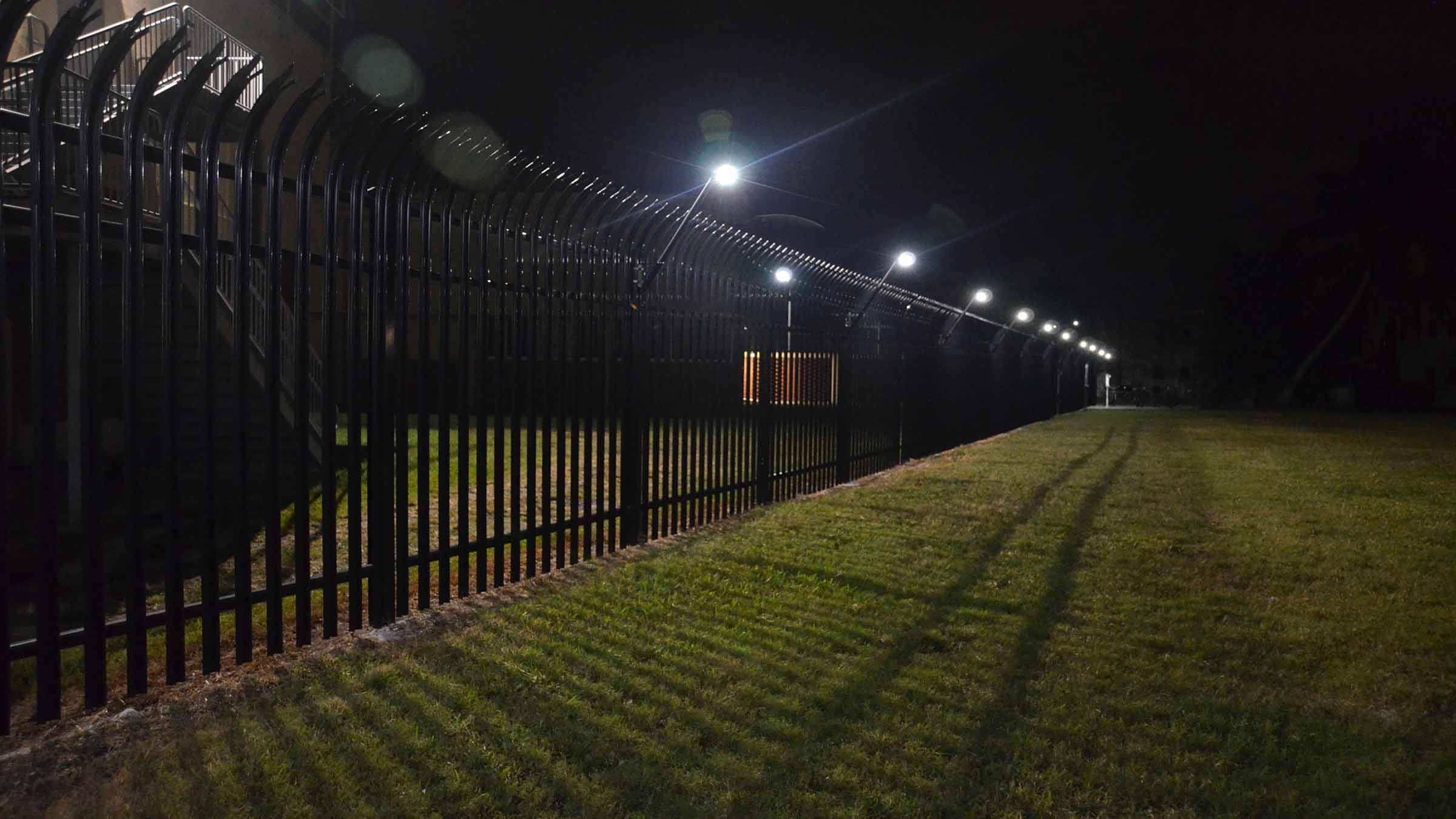 Industrial perimeter security at night